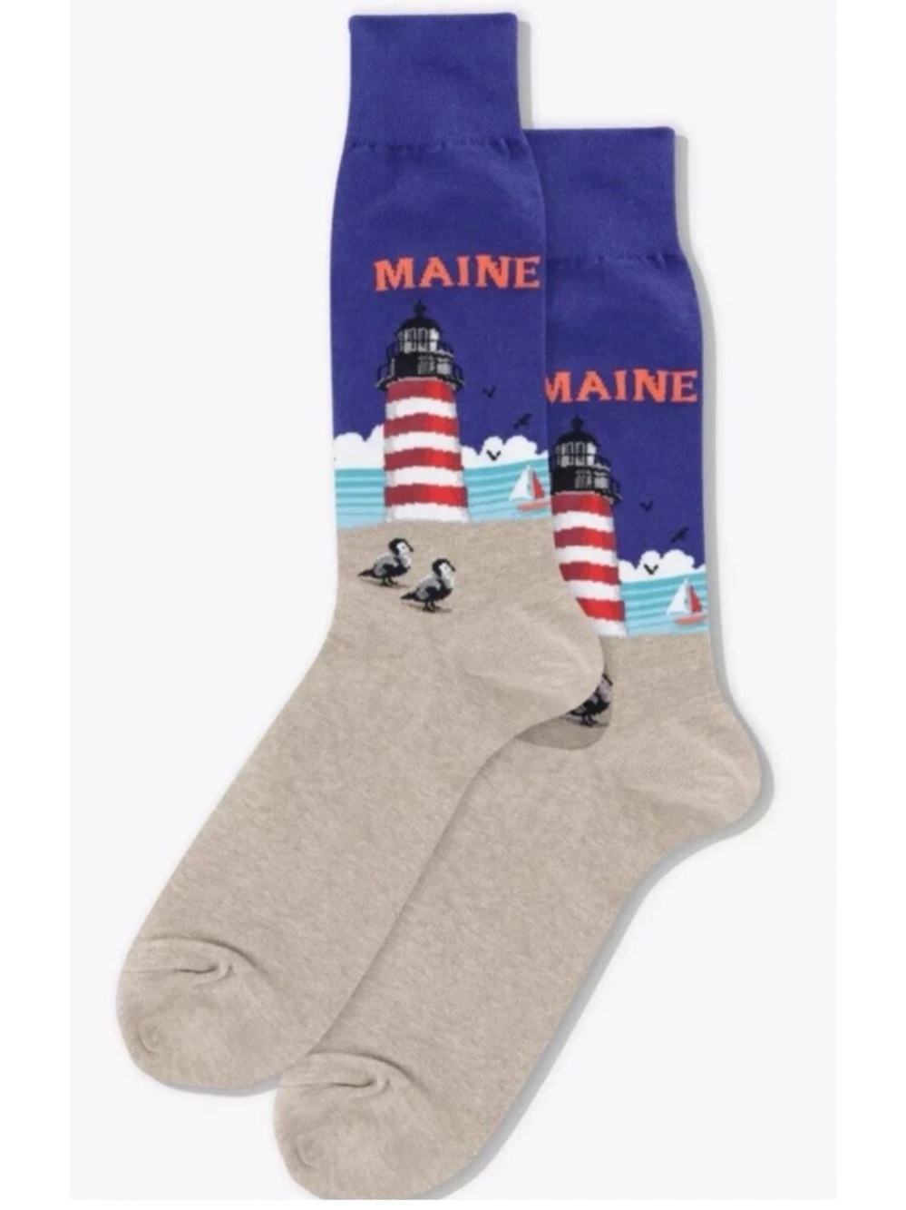 Hot Sox Maine Lighthouse Novelty Crew Socks Women’s Size 9-11 New